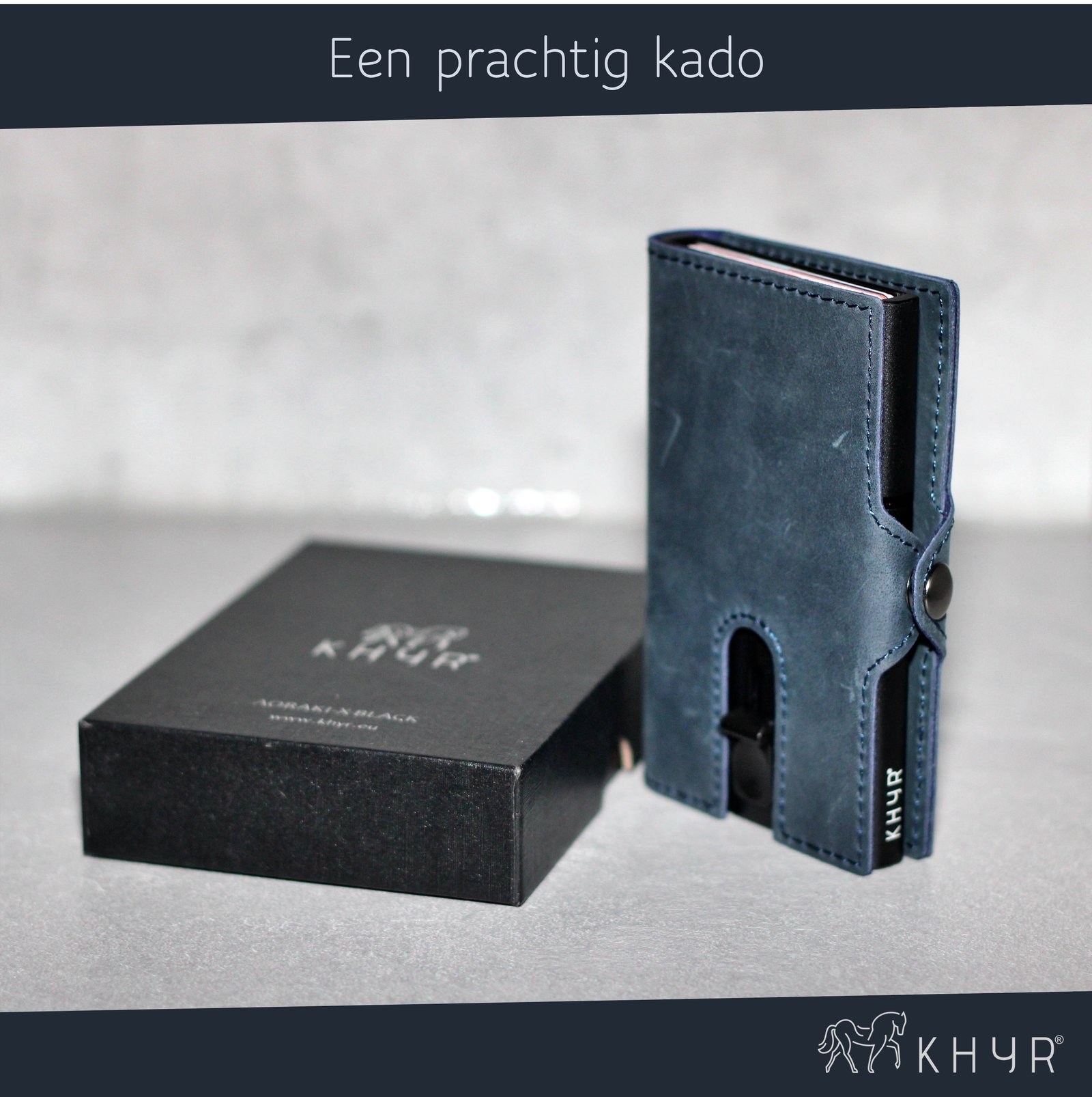 KHYR Aoraki Blue - Premium Crazy Horse Leer met muntenvak - Blauw - Afbeelding 9