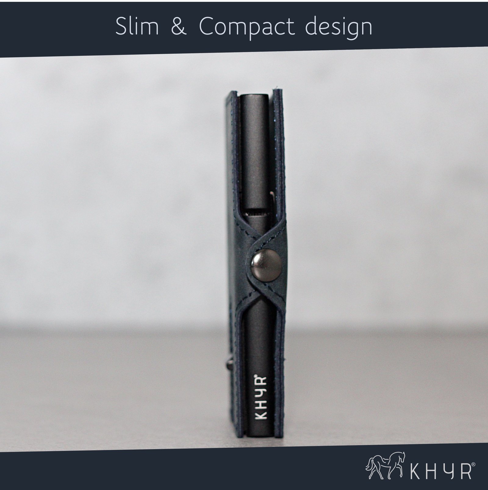 KHYR Aoraki Blue - Premium Crazy Horse Leer met muntenvak - Blauw - Afbeelding 3