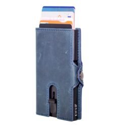 KHYR Aoraki Blue - Premium Crazy Horse Leer met muntenvak - Blauw