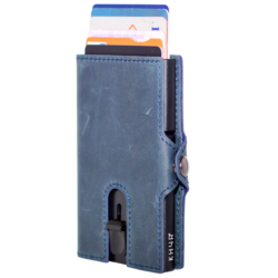 KHYR Aoraki-X Blue - Premium Crazy Horse Leer zonder muntenvak - Blauw