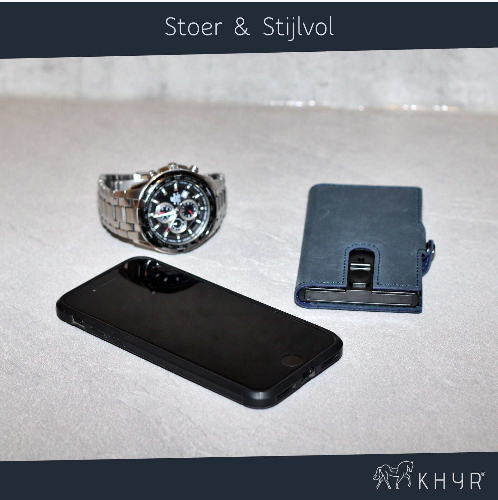 KHYR Aoraki-X Blue - Premium Crazy Horse Leer zonder muntenvak - Blauw - Afbeelding 6