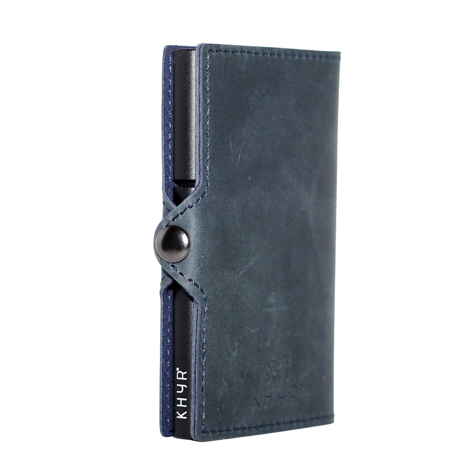 KHYR Aoraki-X Blue - Premium Crazy Horse Leer zonder muntenvak - Blauw - Afbeelding 2