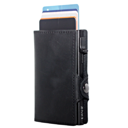 KHYR Gongga-X Black - Premium Crazy Horse Leer zonder muntenvak - Zwart