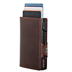 KHYR Gongga-X Brown - Premium Crazy Horse Leer zonder muntenvak - Bruin