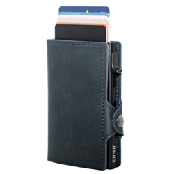 KHYR Gongga-X Blue - Premium Crazy Horse Leer zonder muntenvak - Blauw