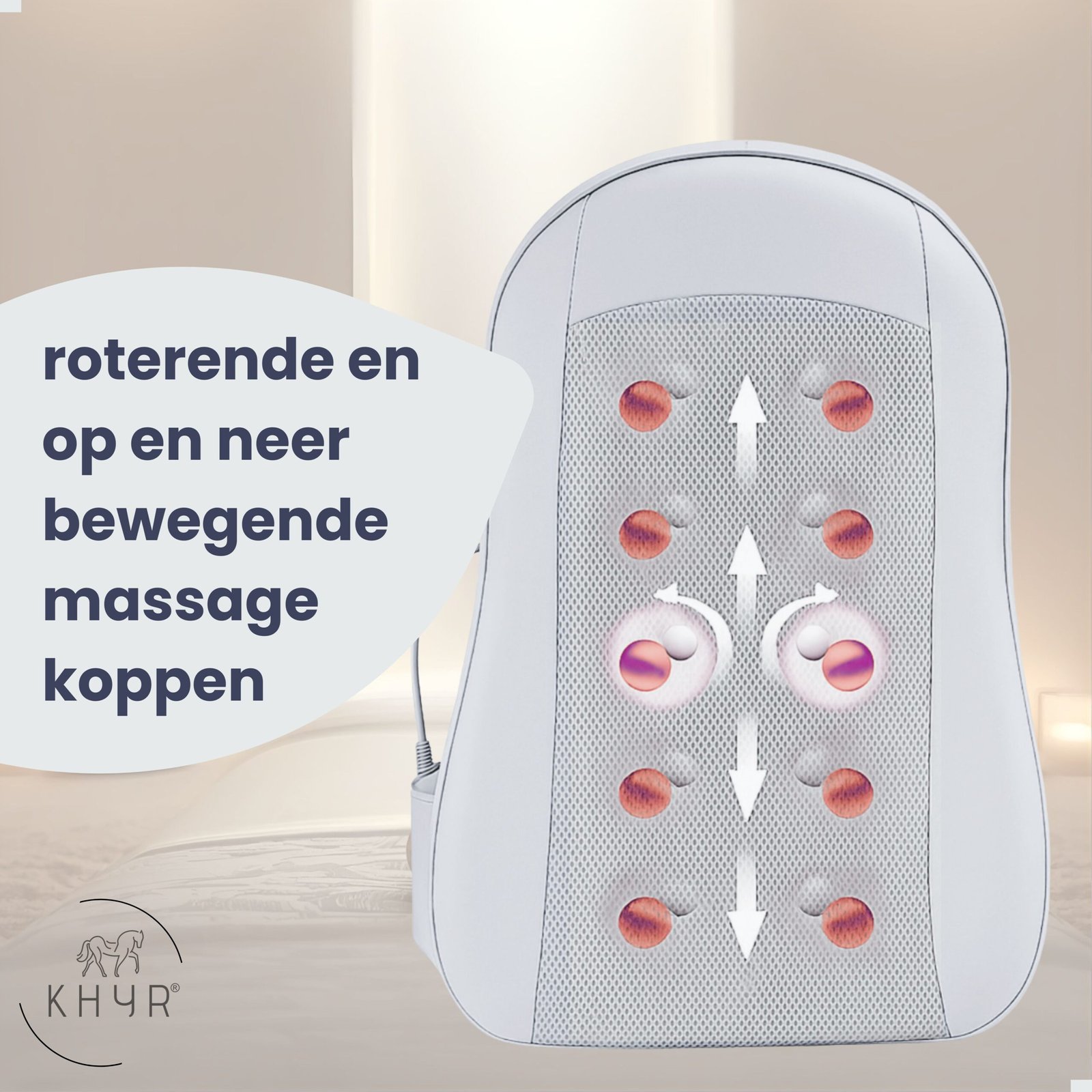 Shiatsu Motion Mode Massagekussen - Rugmassage Apparaat - Op- en neer en Roterende Massagekoppen - Afbeelding 3